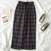 Dorywczo spodnie damskie w pasie w kratę spodnie z szerokimi nogawkami damskie studenci proste eleganckie modne biuro Lady cały mecz nowy harajuku 3